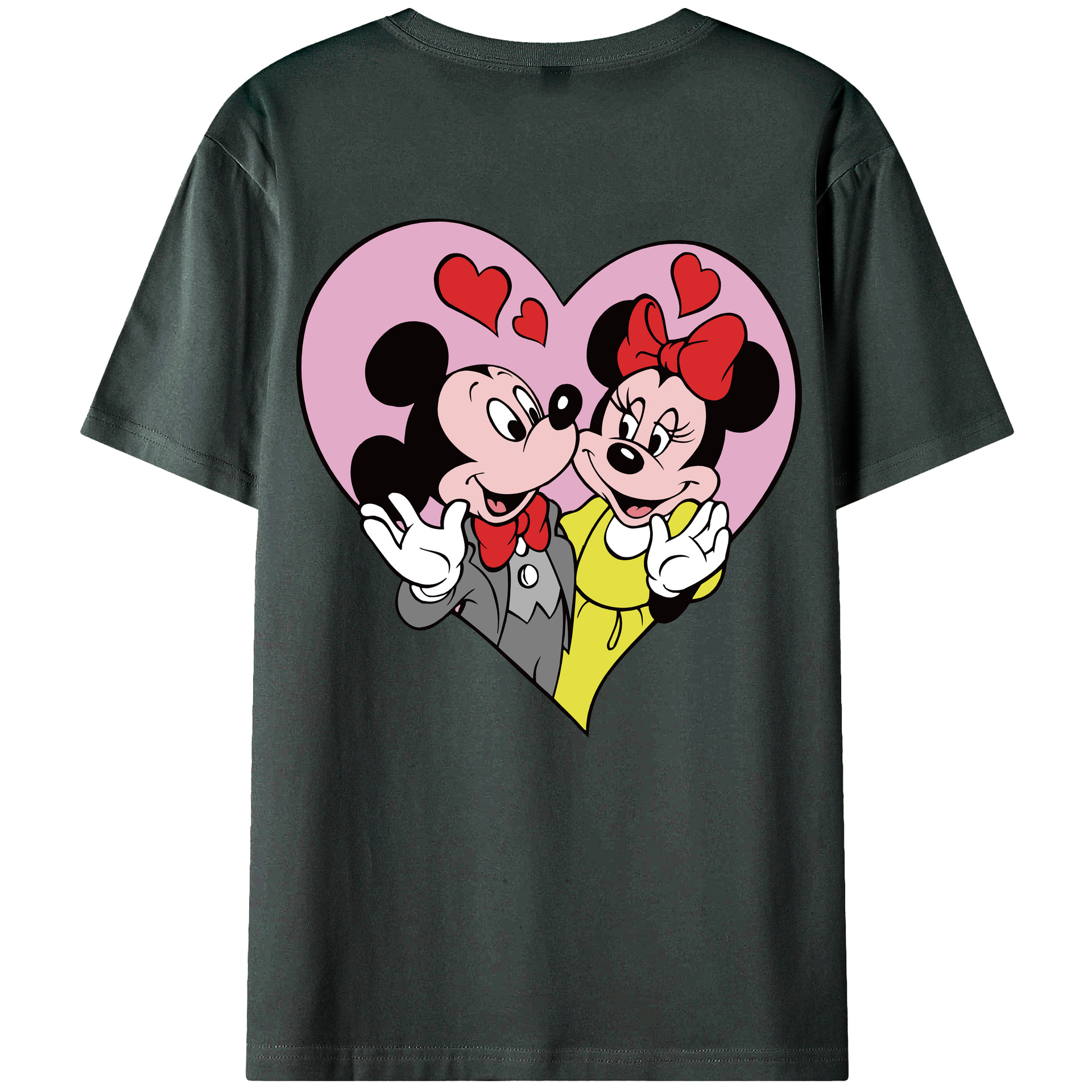 ミッキーマウス Mickey Mouse 綿100％ メンズ半袖Tシャツ（バックプリント） 通気性